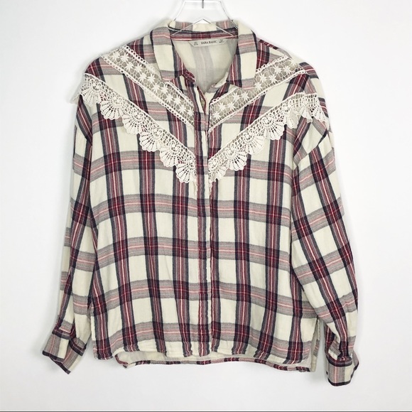 Zara Tops - ZARA Western Inspired Plaid Button Up Top Large